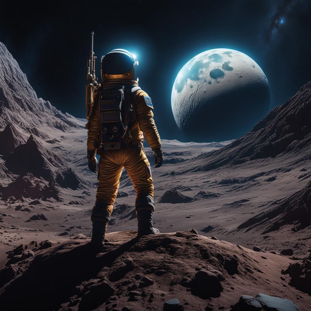 Founding Father on the Moon: Detailed Matte Painting