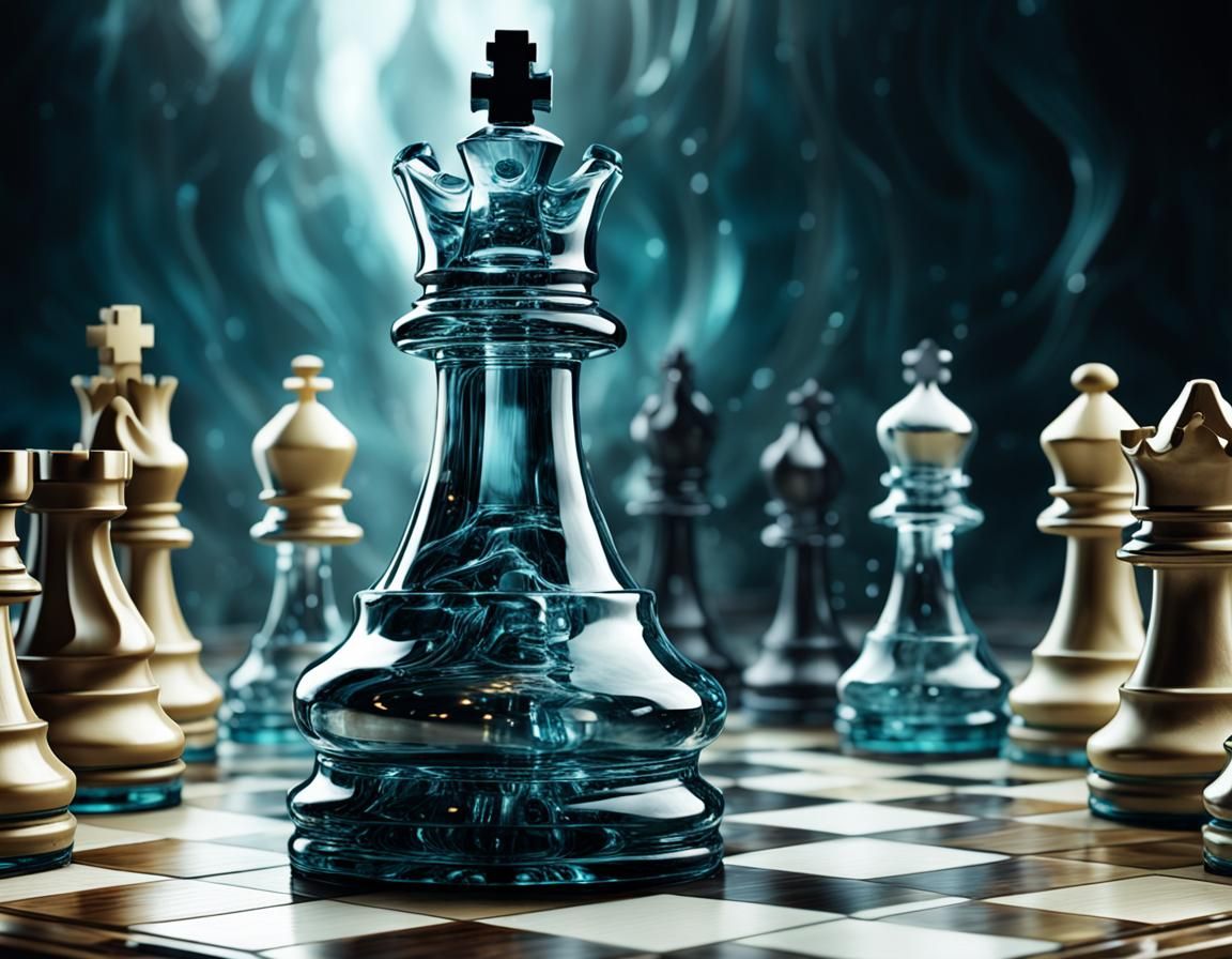 Glass Chess Piece in Motion: Fantasy Concept Art