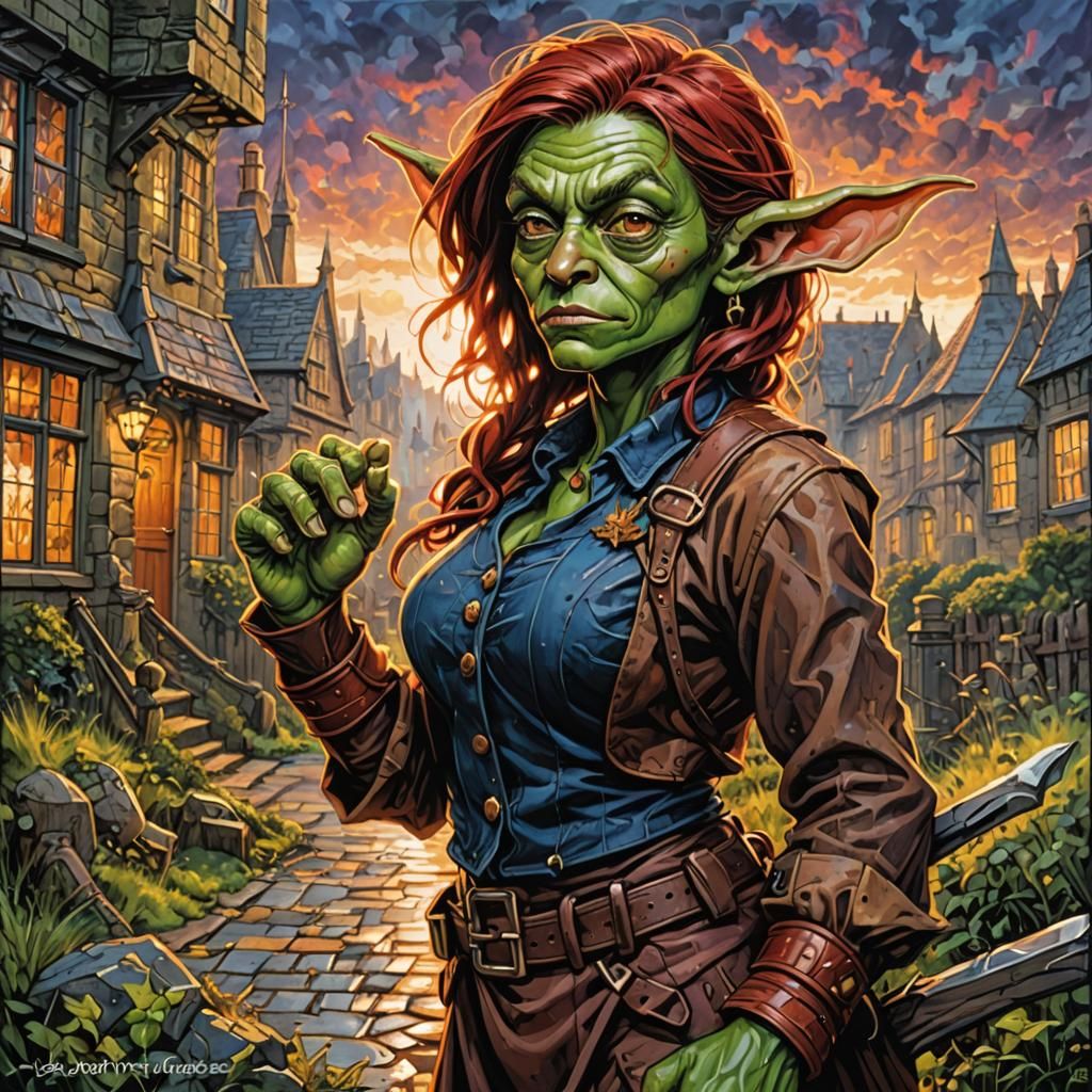 Goblin Girl in Neo-Impressionistic Comic Art