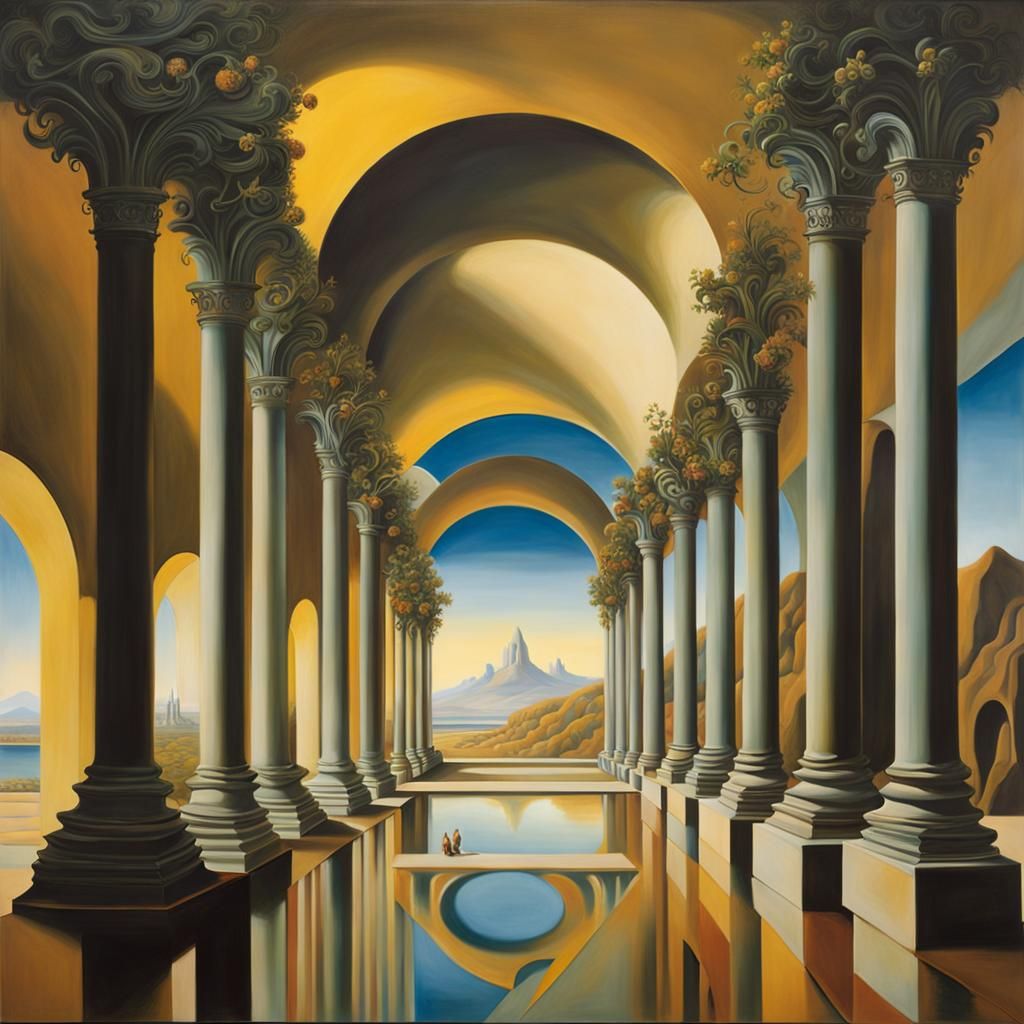 Surreal Cathedral Interior in Salvador Dali Style
