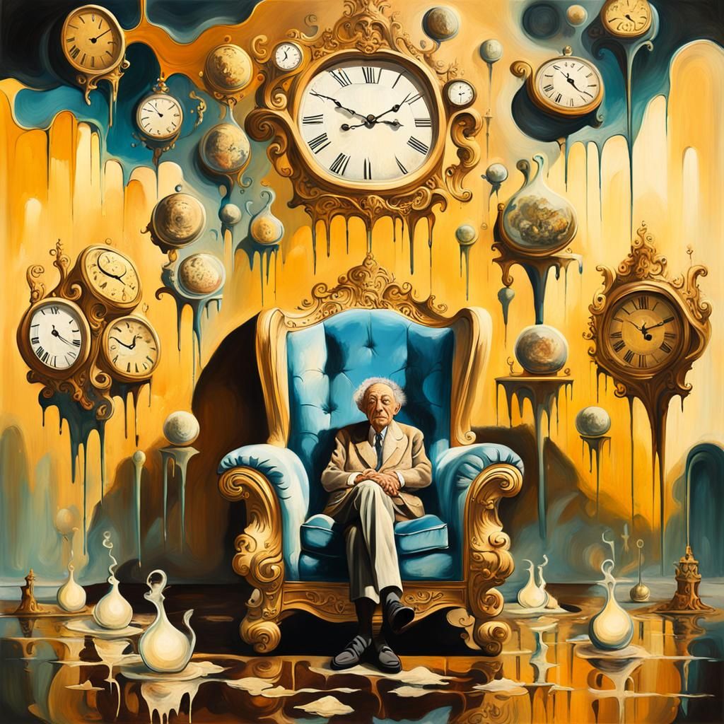Surrealist Old Age: Melting Clocks in Golden Light