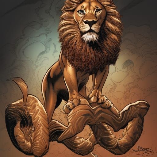 Lion Tamer in Comic Book Art Style
