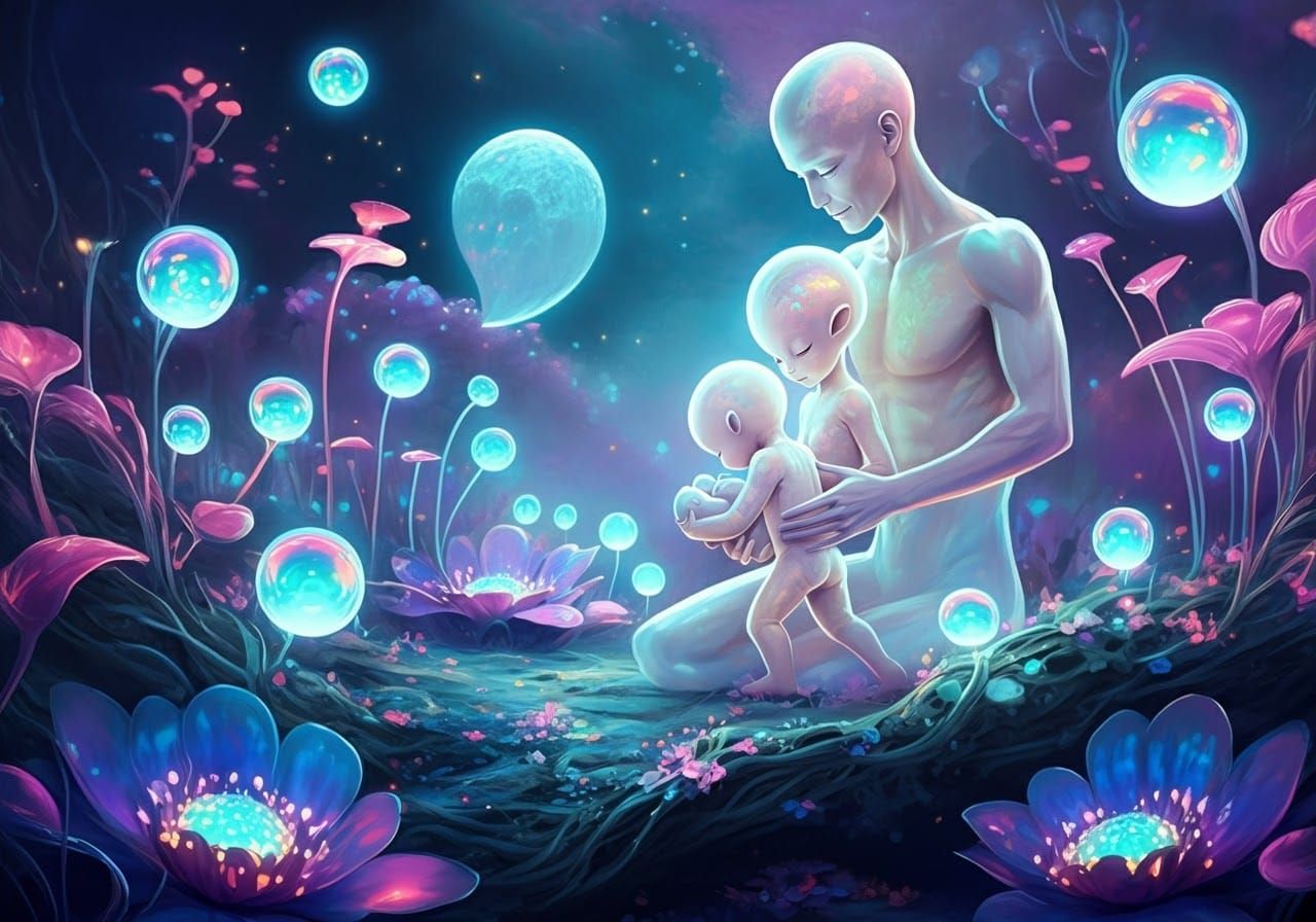 Ethereal Alien Family on Dreamlike Planet