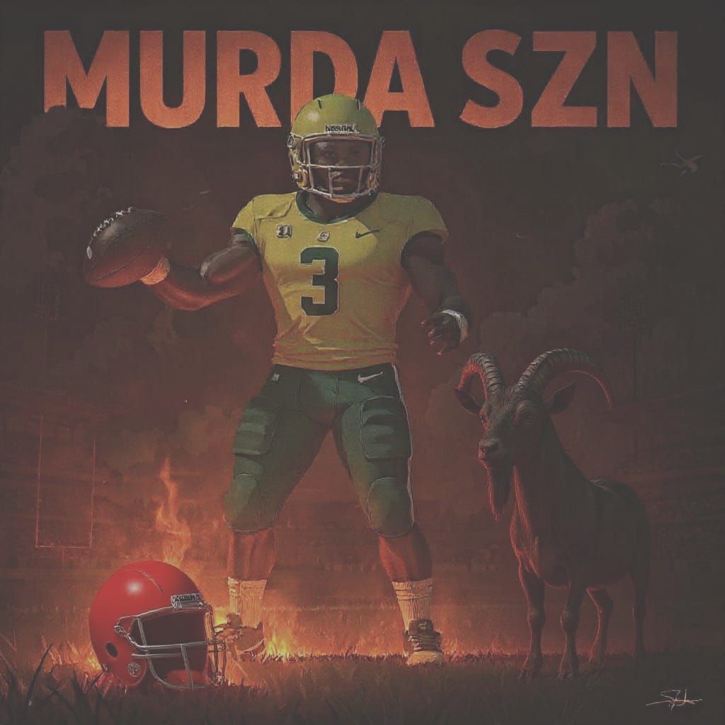 Football Field With Goat and Gun