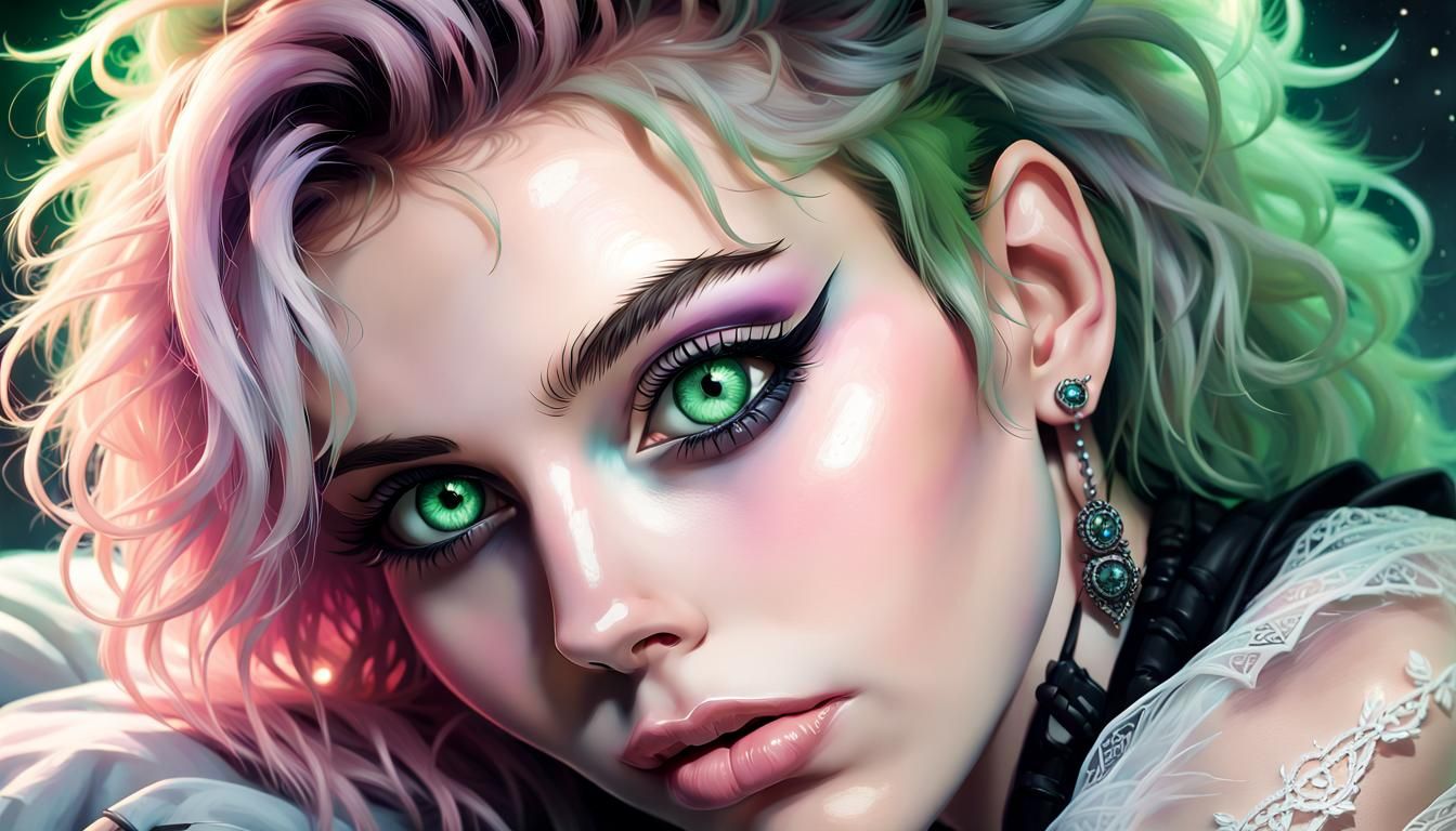 80s Punk Rock Portrait with Gothic Jewelry