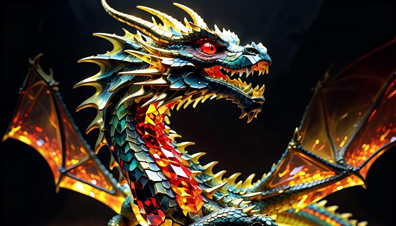 Majestic Crystal Dragon with Fiery Eyes