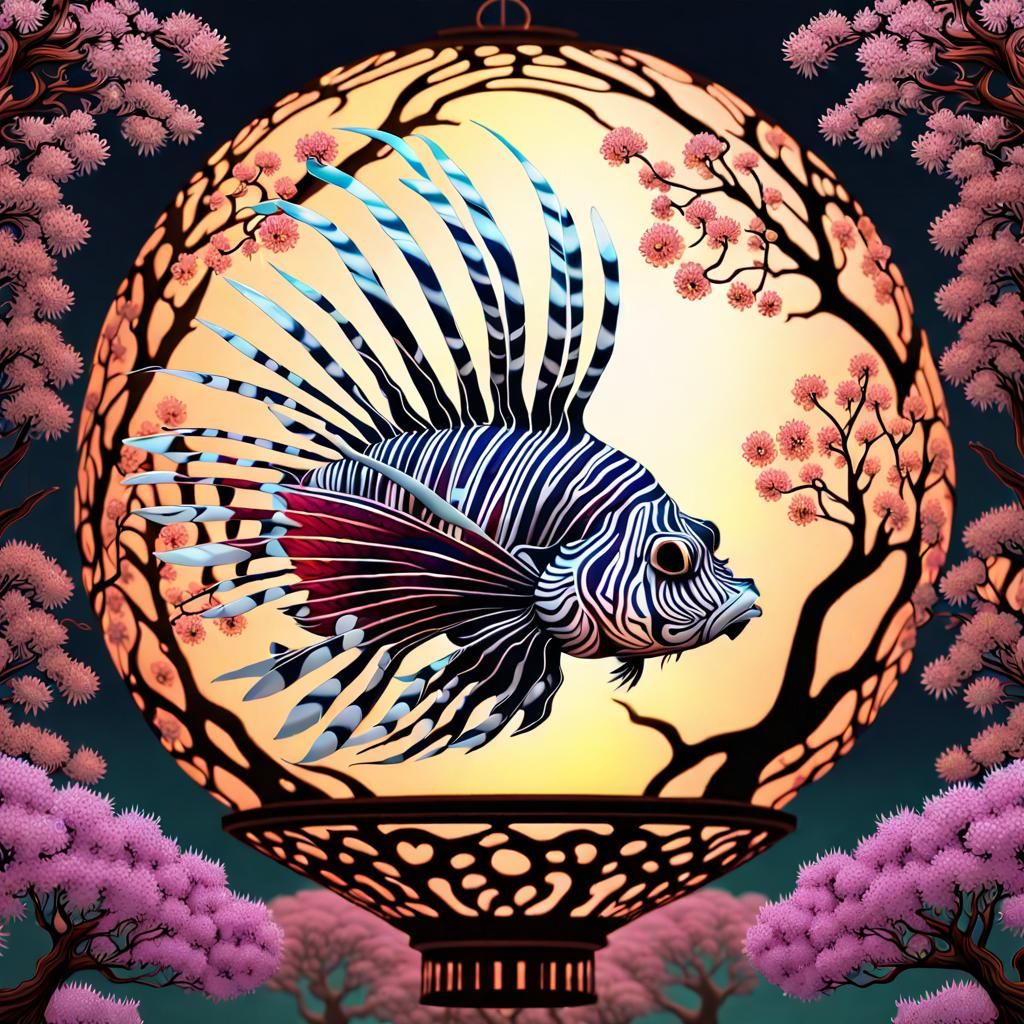 Lionfish in Blossoming Lantern Garden