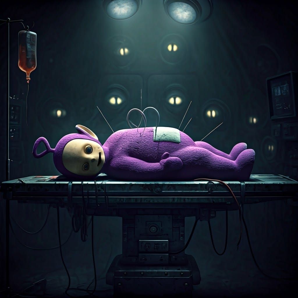 Haunted Teletubby Undergoing Dark Medical Procedure