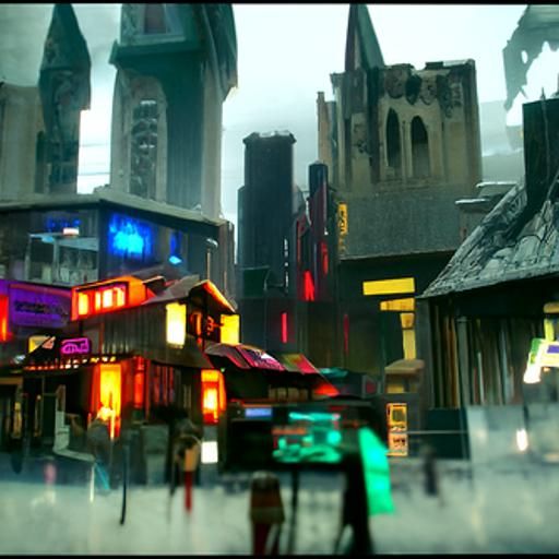 Cyberpunk Medieval City of the Future