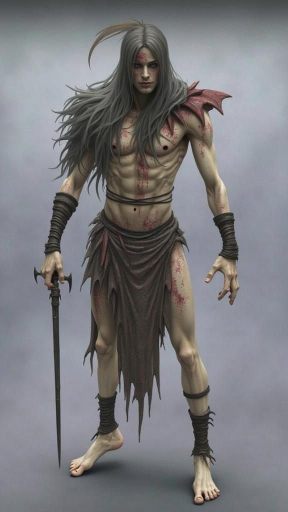 Icy Male Demon Portrait with Platinum Hair