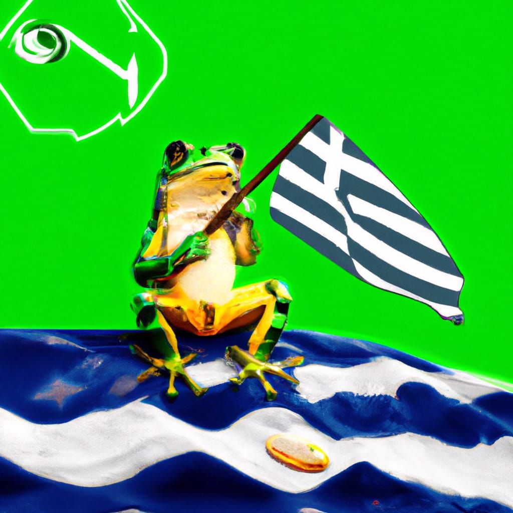 Meme-Style Art Featuring Green Frog and Crypto Chart