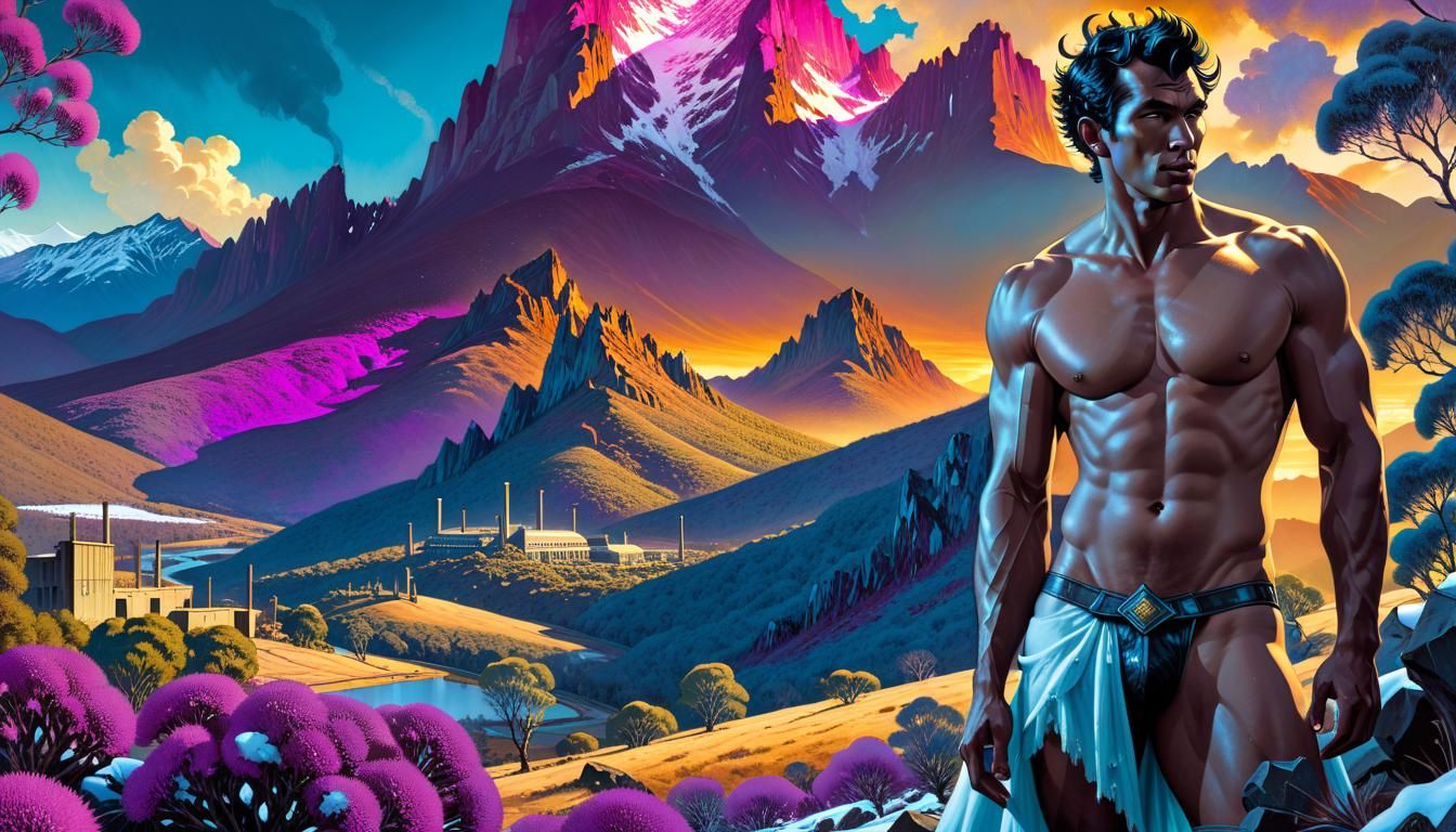 Surreal Alpine Landscape with Figure in Baroque Style