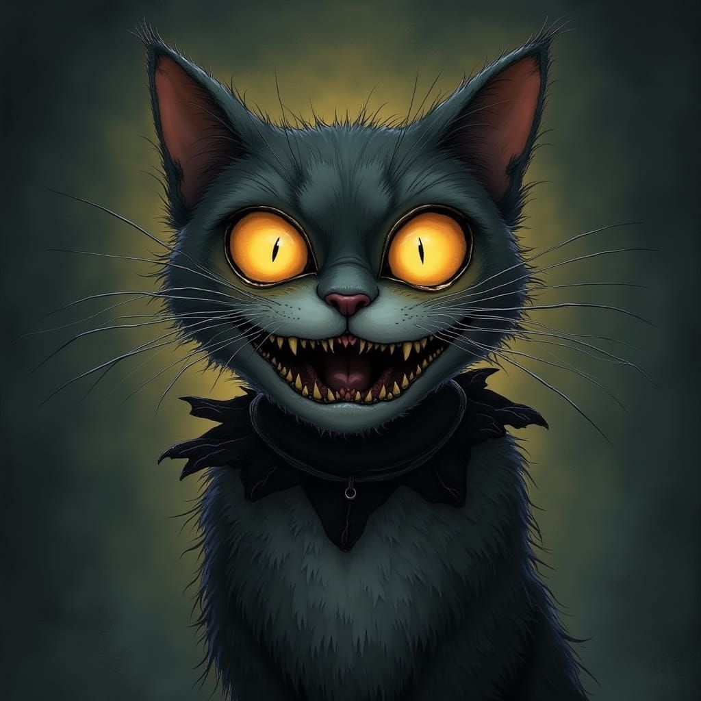 Mysterious Feline in Dark Surrealist Art