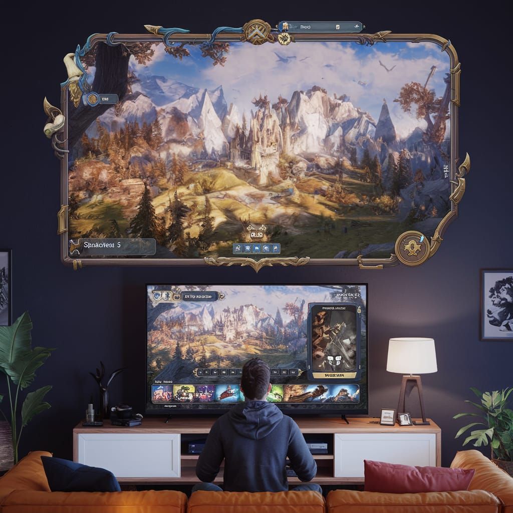 Immersive Gaming Room with Fantasy Landscape, Unreal Engine