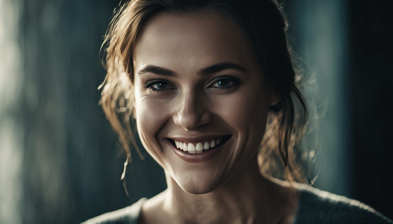 Hyperrealistic Close-Up of a Smiling Woman