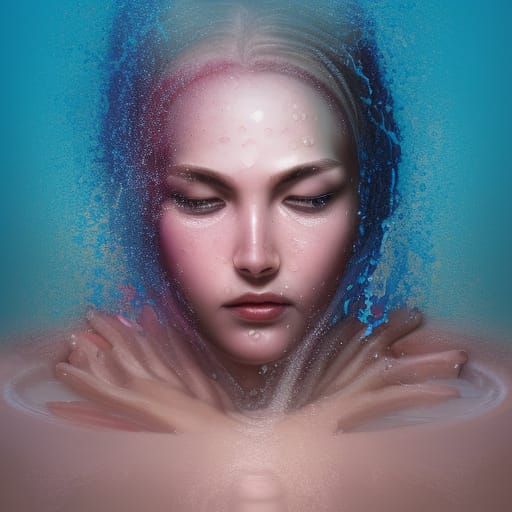 Woman's Spiritual Bath in Hyperrealistic Style