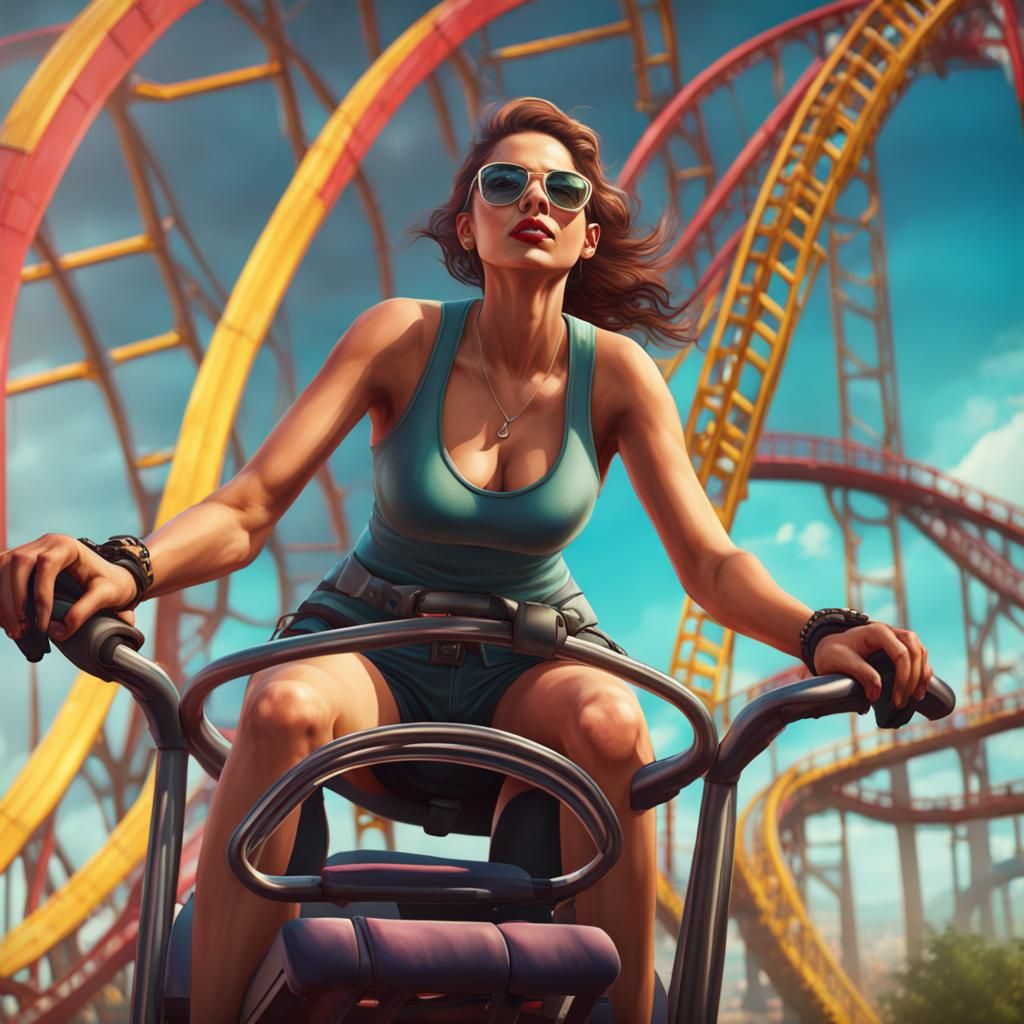 GTA Style Woman on Roller Coaster