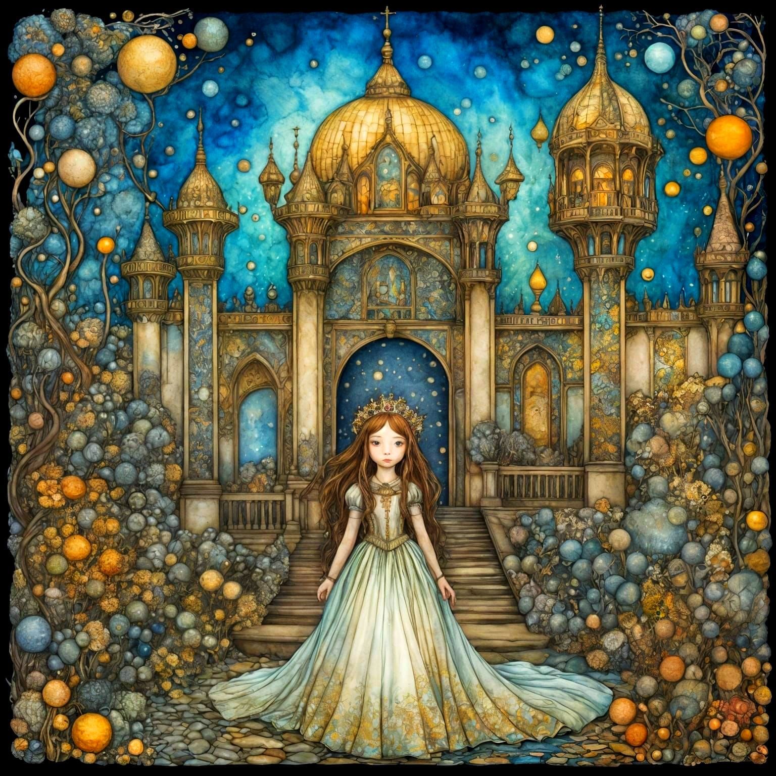 Crystal Princess in Palace, Intricate Art Nouveau Style