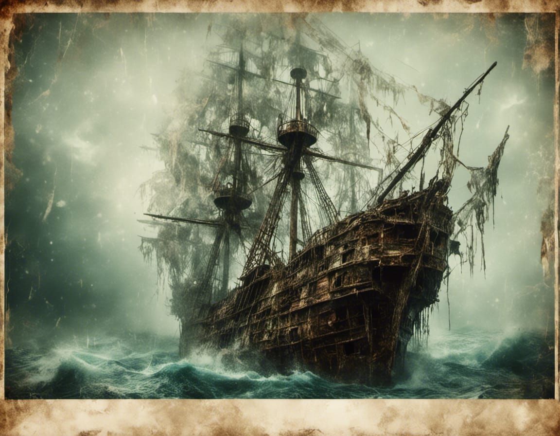 Eerie Ghost Pirate Ship on Rough Seas