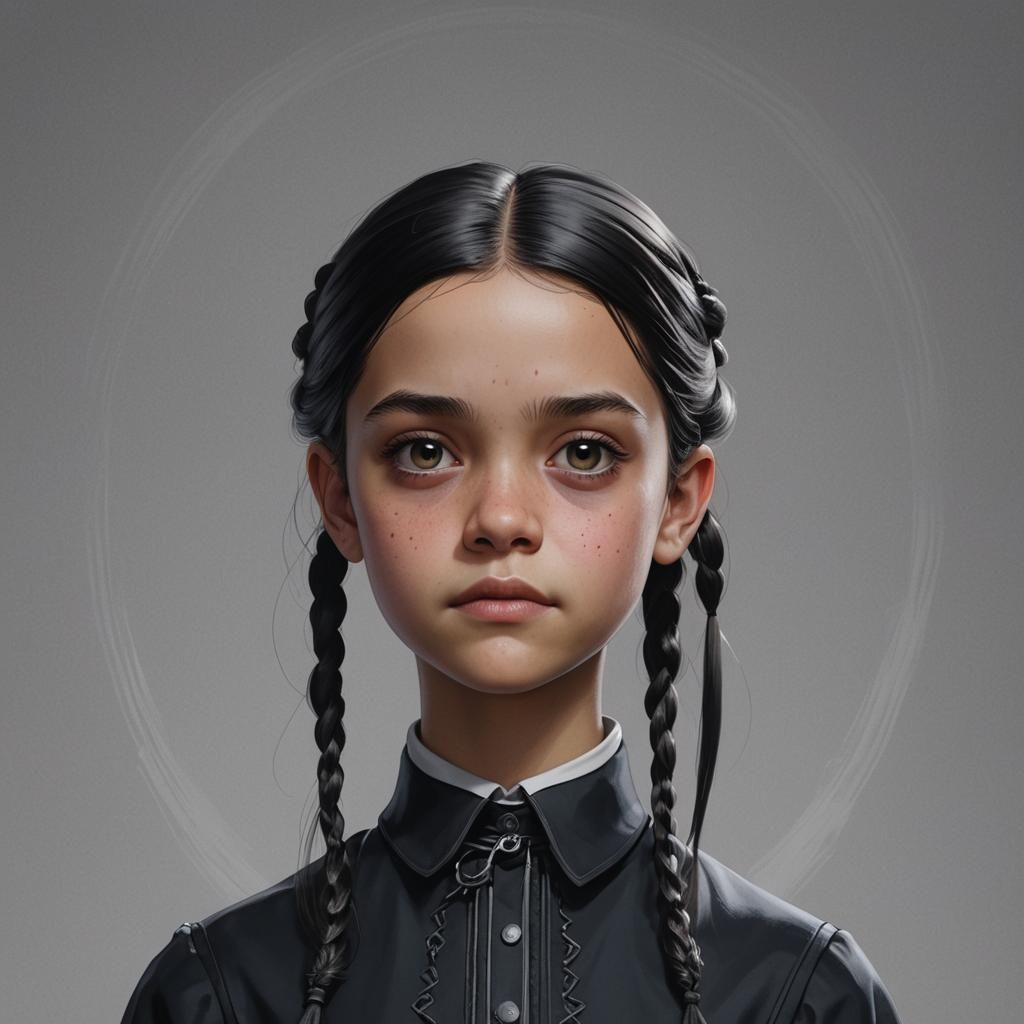 Wednesday Addams Action Heroine Portrait by Rutkowski
