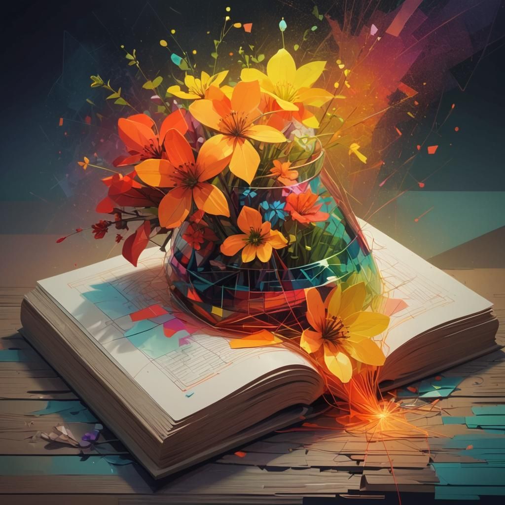 Book and wildflowers