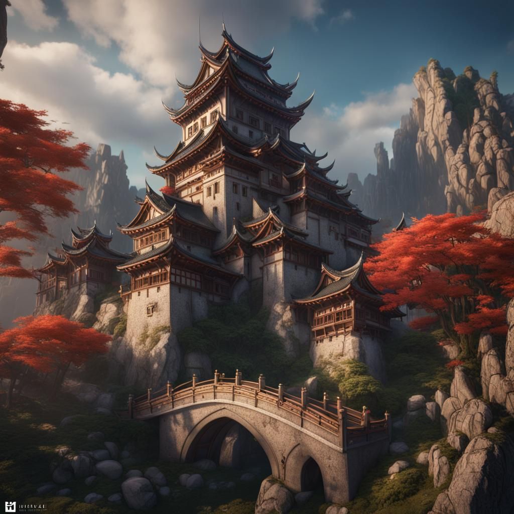 Fantastical Castle with Blended Architectural Styles