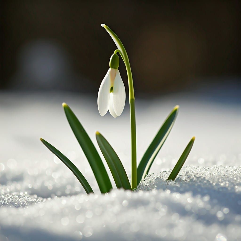 Snowdrop Emerges from Winter Snow: Professional Photography