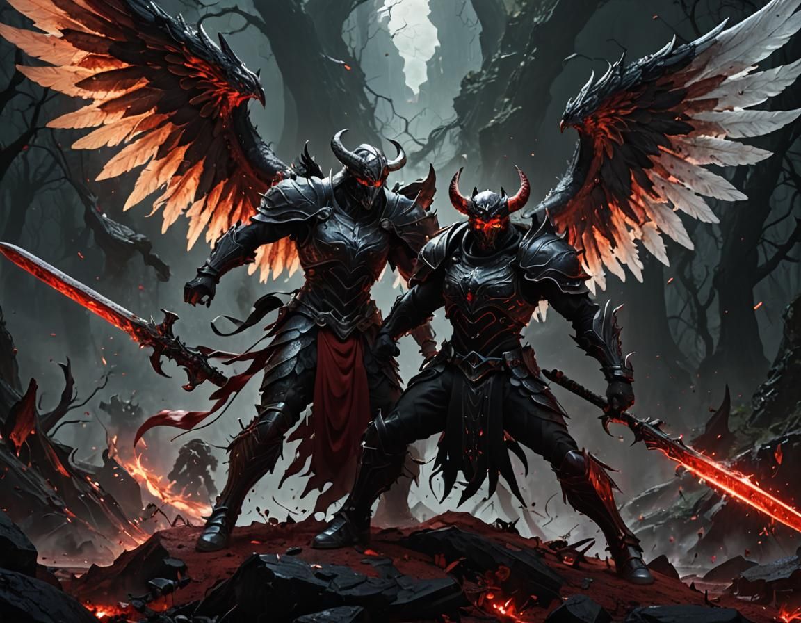 Angel vs Demon: Dark Fantasy Concept Art