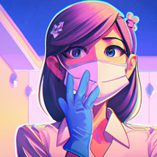 Cool Dentist Illustration in Studio Ghibli Anime Style