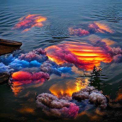Colorful Sunset Clouds Reflecting on Lake