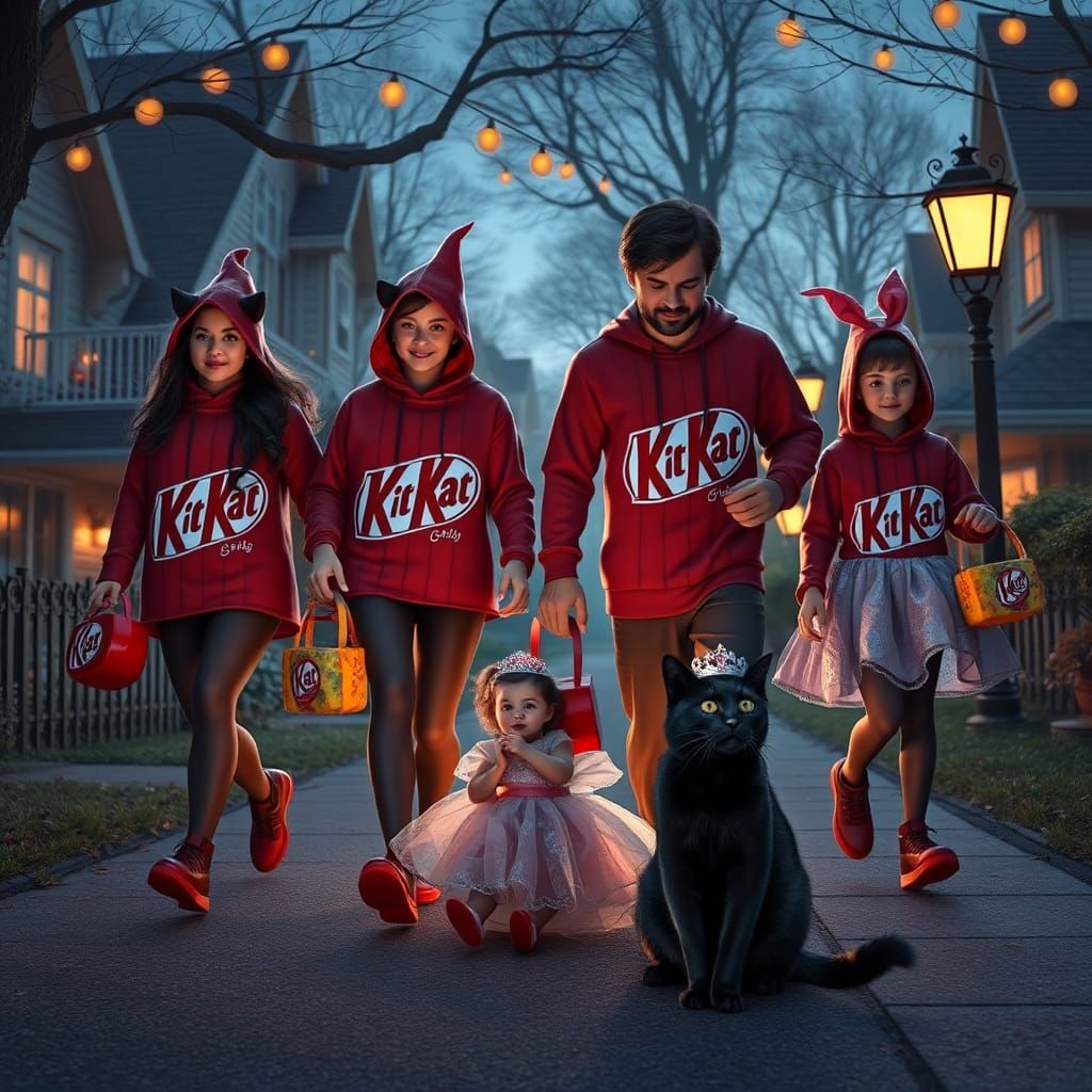 Kit Kat Family Trick-or-Treating on Halloween Night