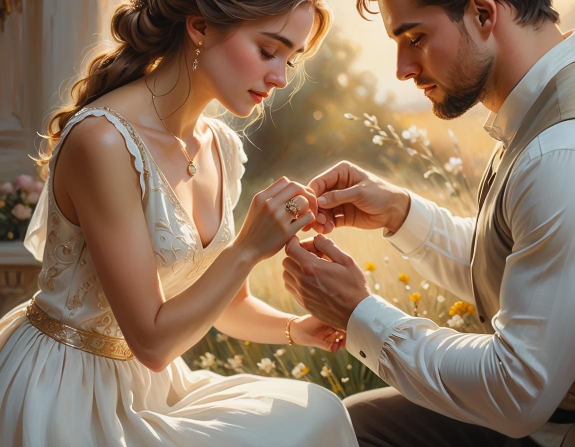 Bride-to-Be in Soft Oil Painting Beauty