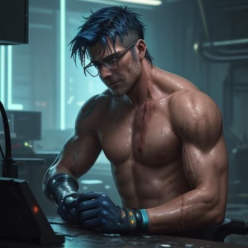 Android Hunk Repairs Himself in Cyberpunk Lab
