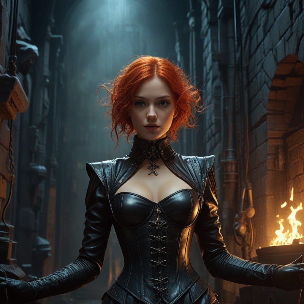 Dominant Latex Mistress in Fiery Red Hair