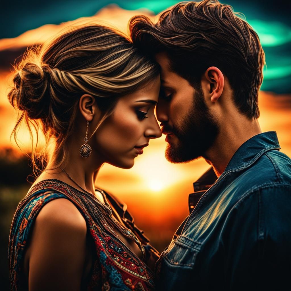 Young Couple in Love: Hyperrealistic Cinematic Portrait