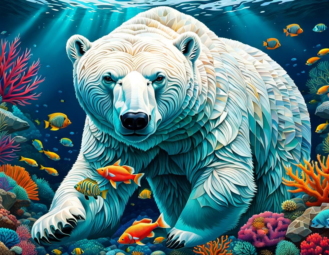Polar Bear in Tropical Sea Mosaic