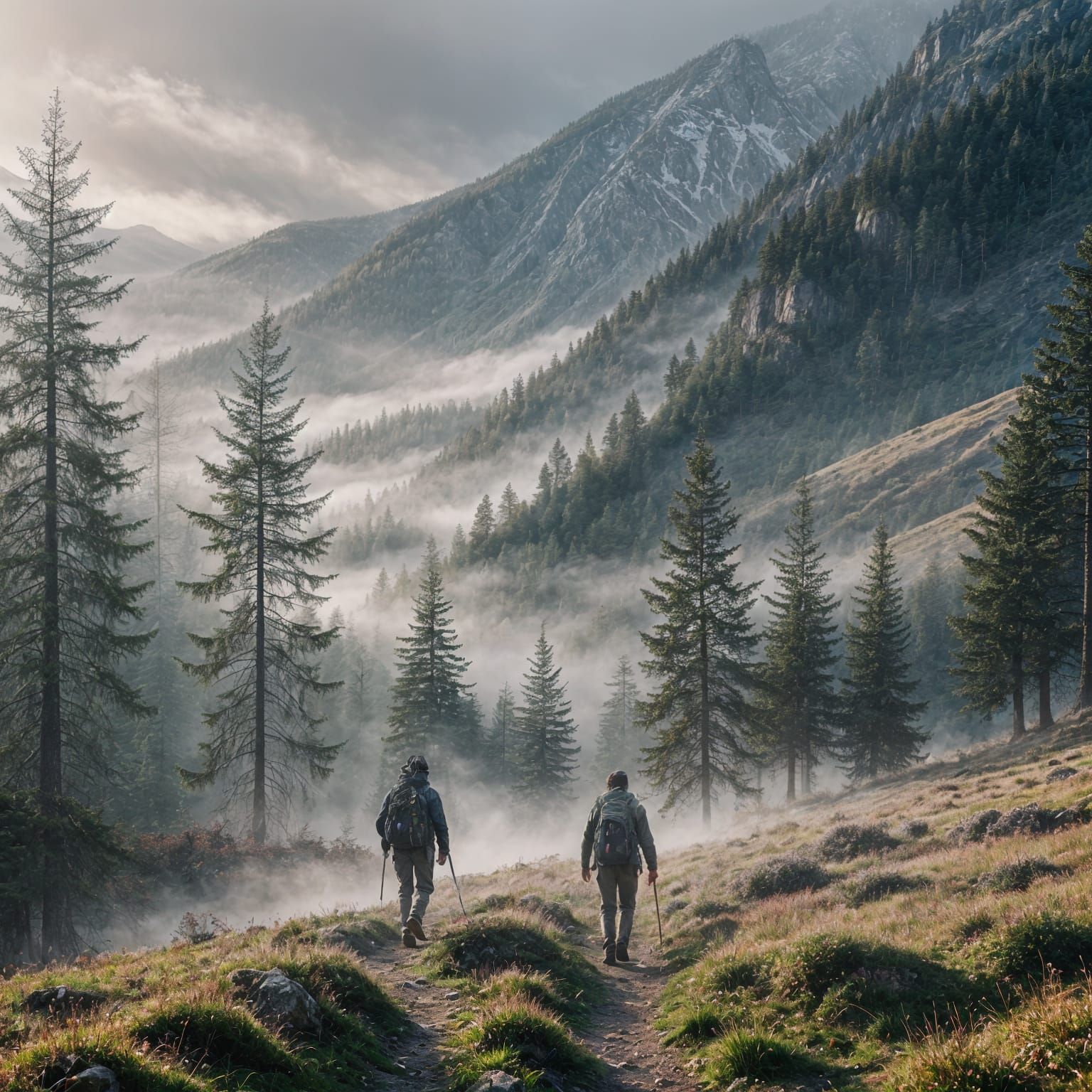 Foggy Morning in a High Mountain Valley