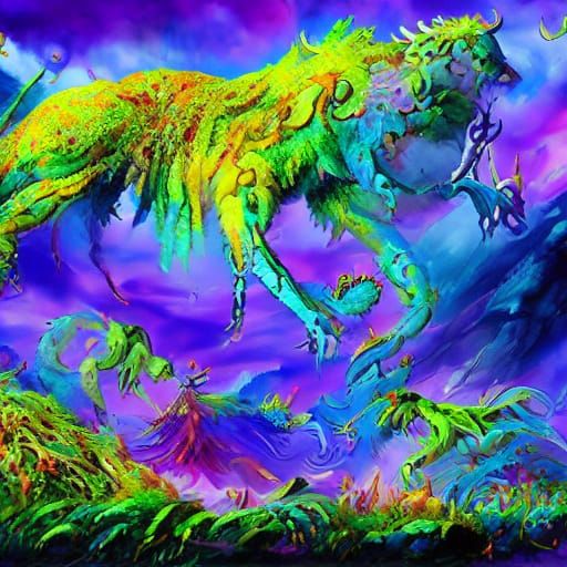 Chimera and Skrewt Hybrid in Mystical Forest