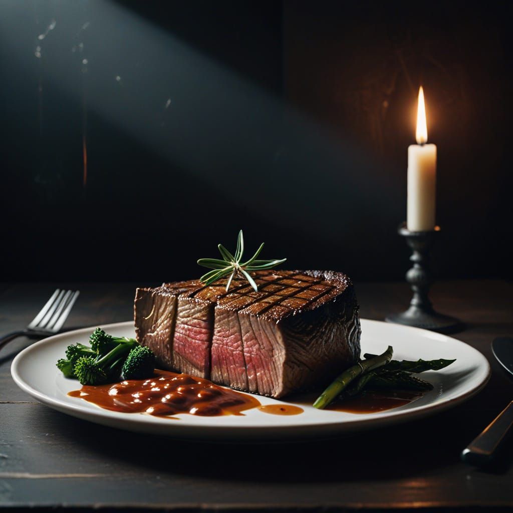 Film Noir: Moody Steak Still Life Photography