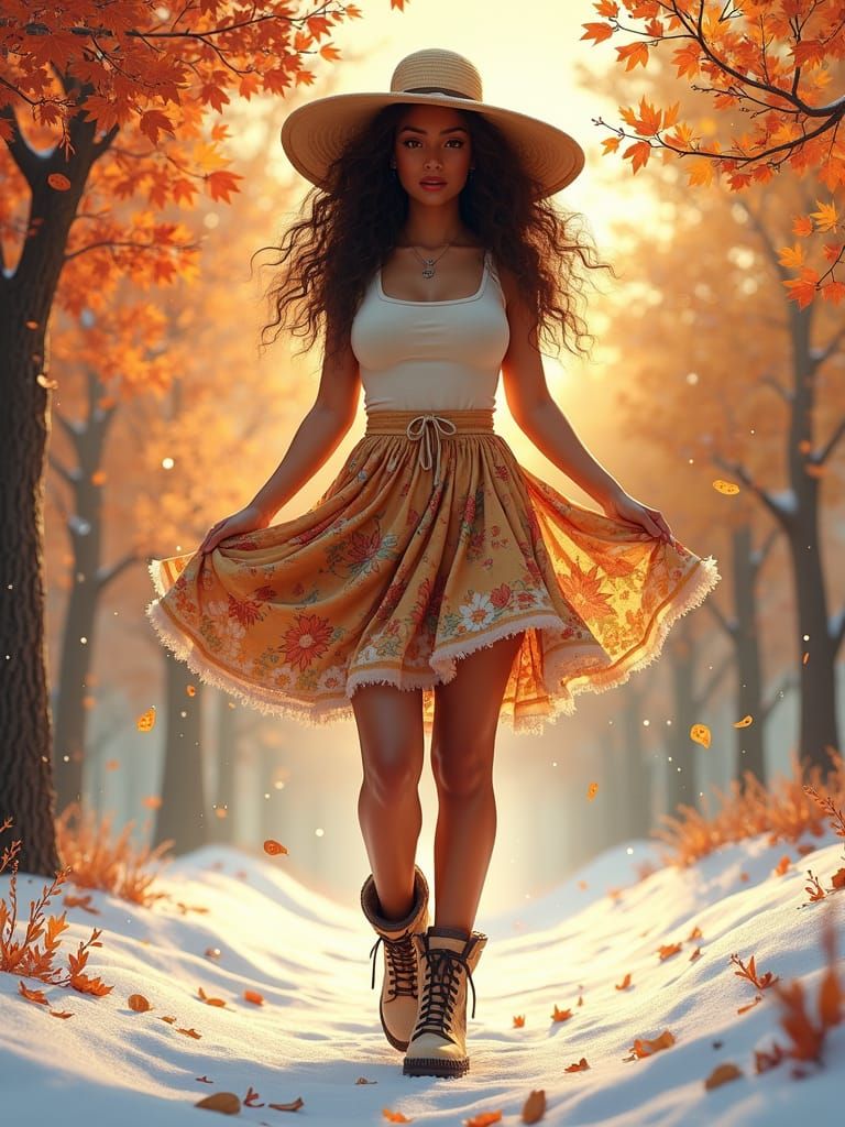 Woman Embodies All Seasons in Hyperdetailed Portrait