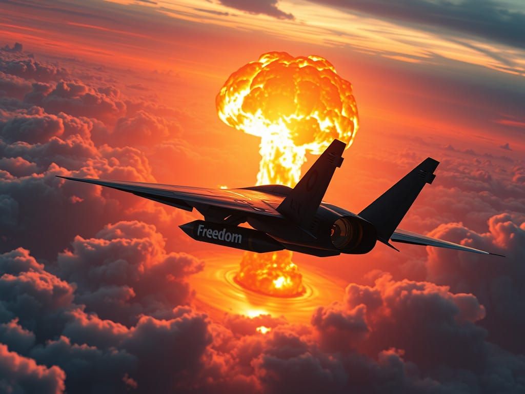 F117 Bomber Soars Through Apocalyptic Skies