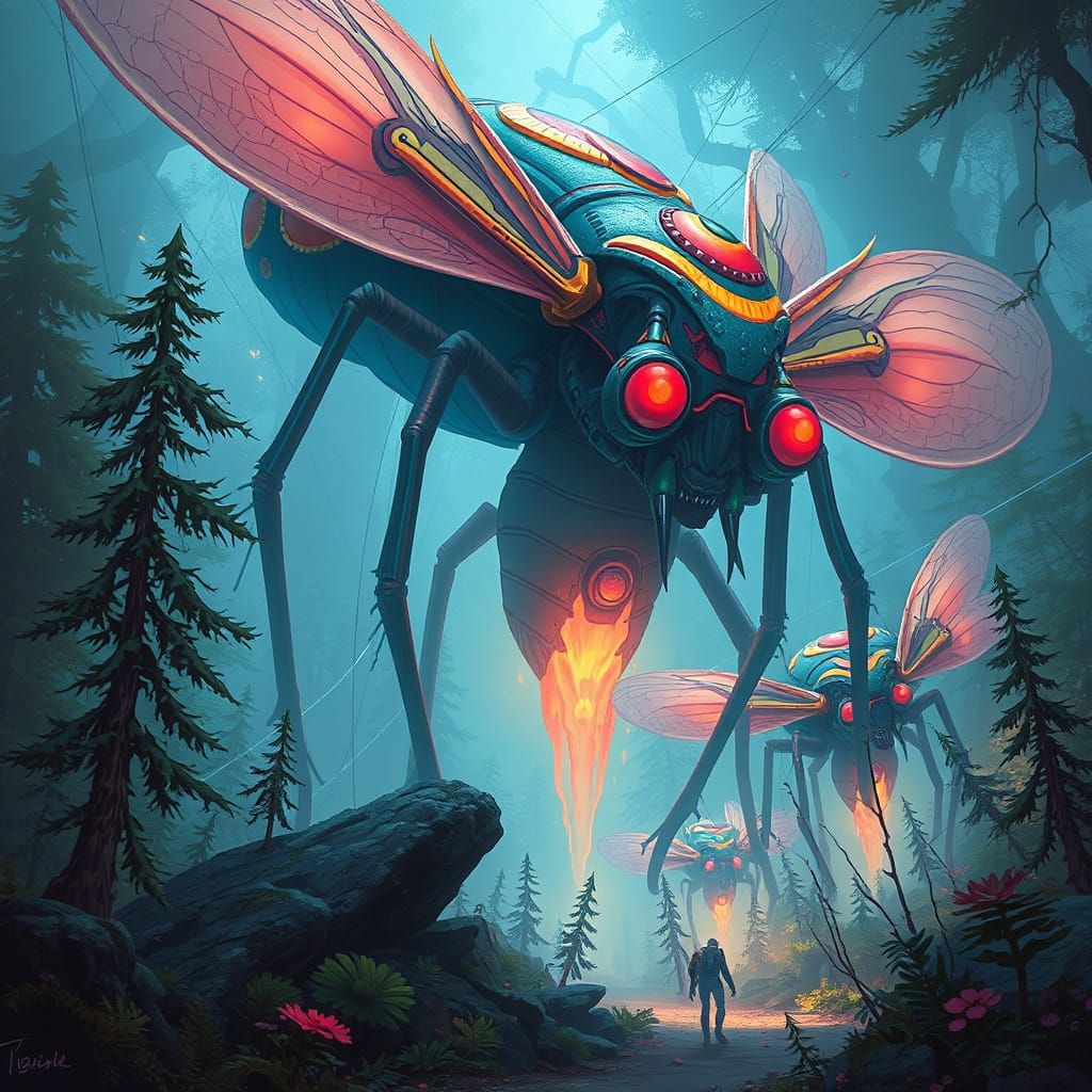 Giant Insects Emerge from Mystical Forest