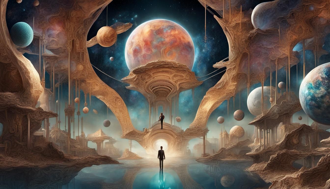 Surreal Aetherpunk Cosmic Scene in Hyperdetail