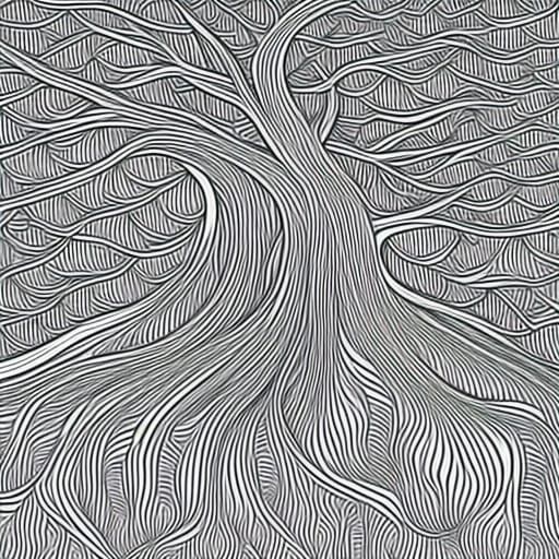 Abstract Fractal Banyan Tree with 3D Shading