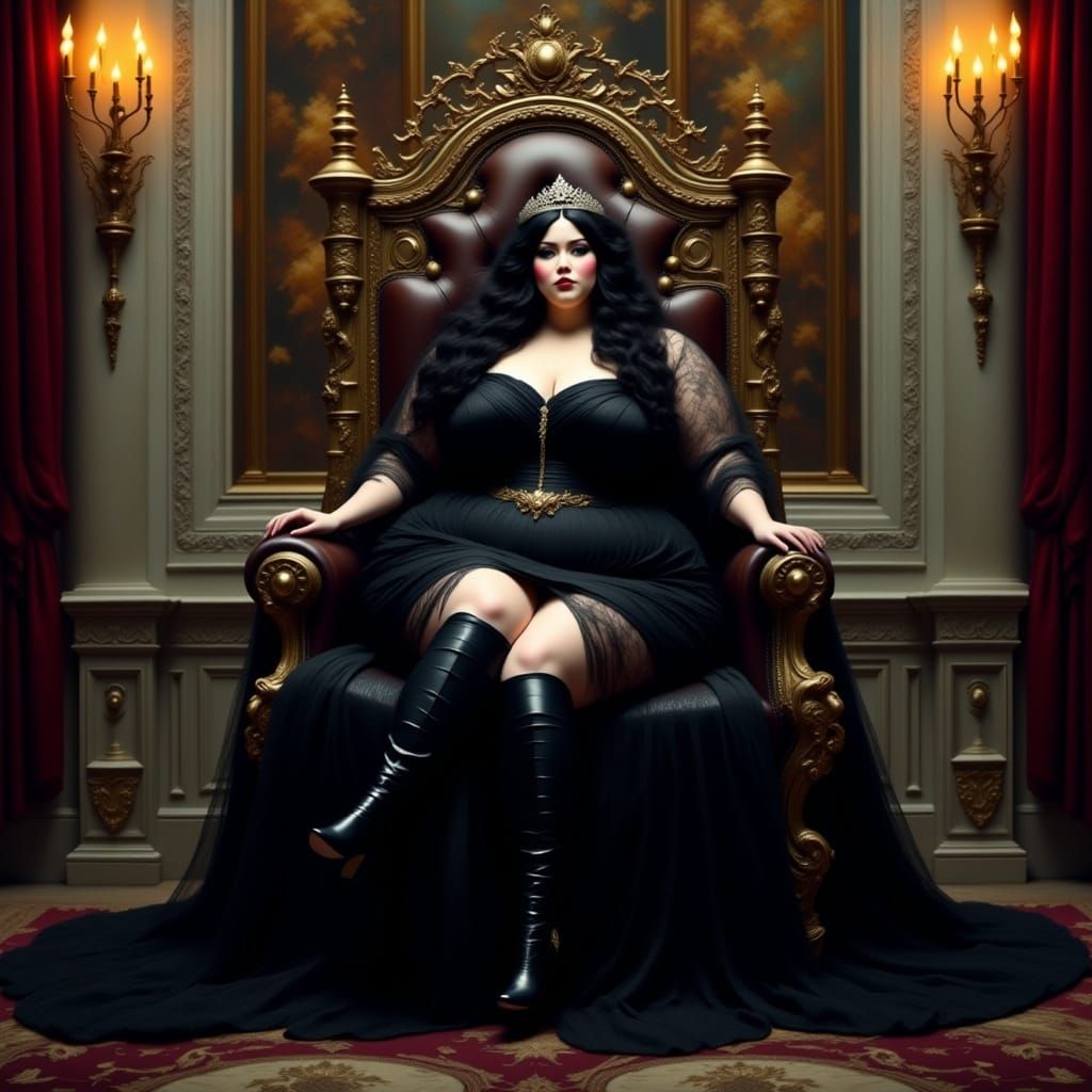 Plus-Sized Queen on Throne in Victorian Style