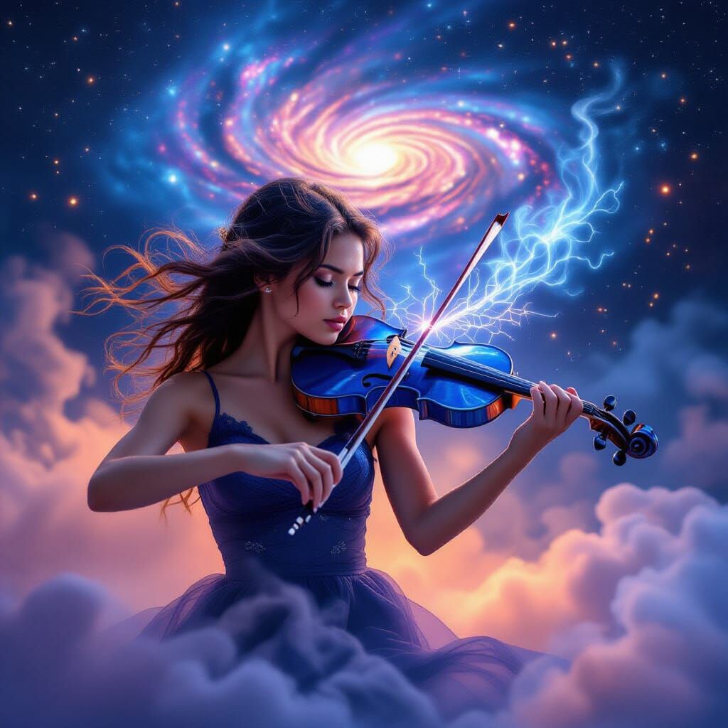 Intense Violinist Creates Galaxy With Music