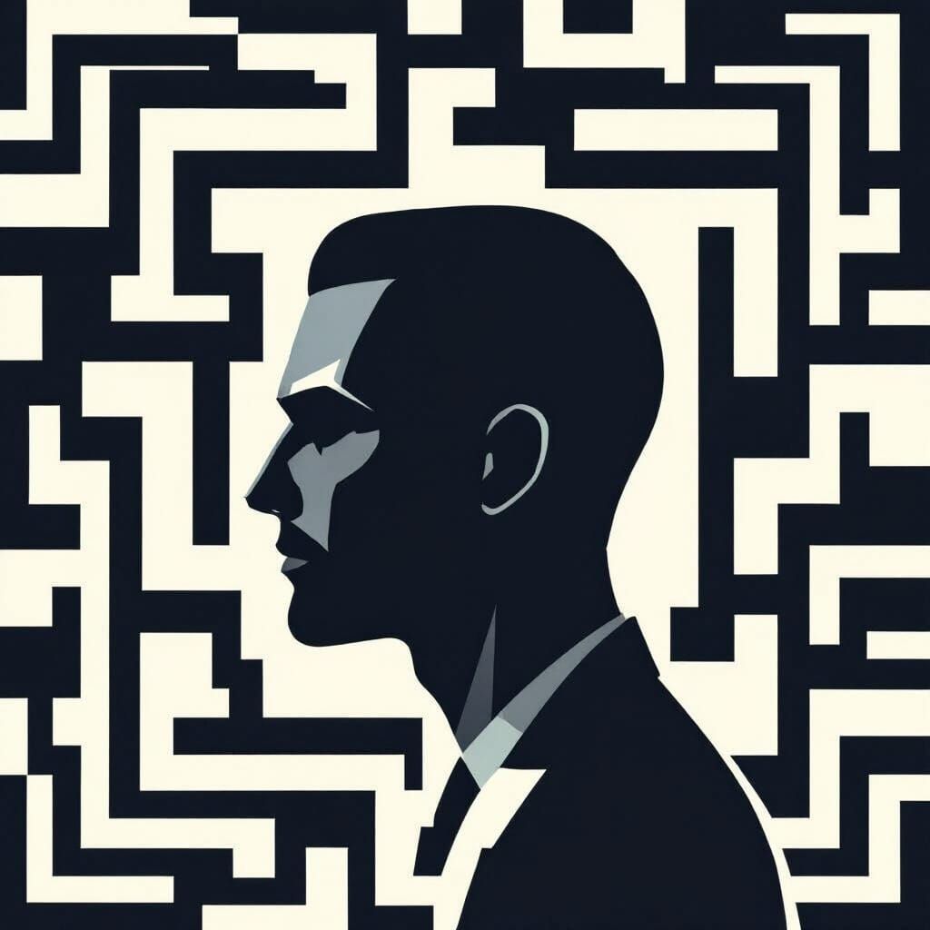 Silent Man Silhouette Logo in Minimalist Vector Art