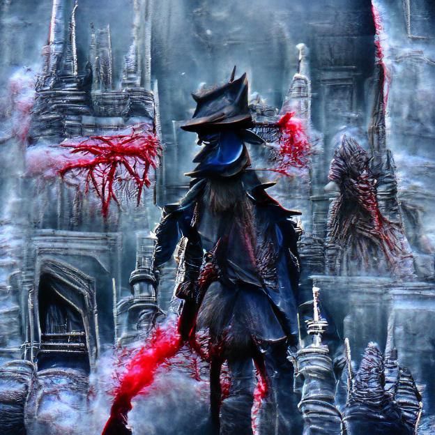 Gothic Hunter in Dark Fantasy Cityscape