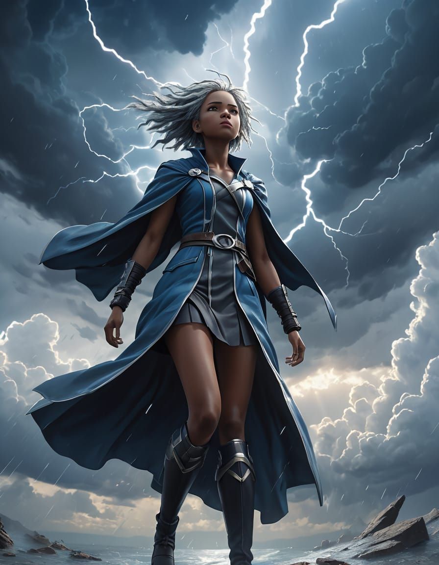 Storm Flies Through Dramatic Sky in Comic Style