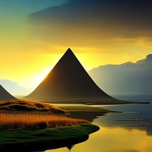 Surreal Mirror Woman in a Fantastical Landscape